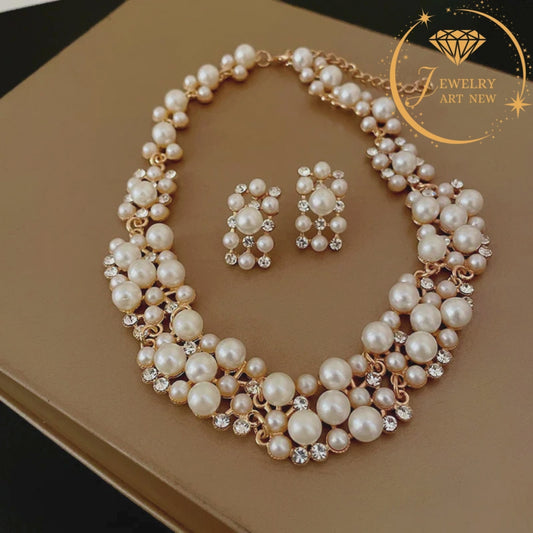 Imitation Pearl Necklace and Earrings, Luxurious Jewelry Ideal.