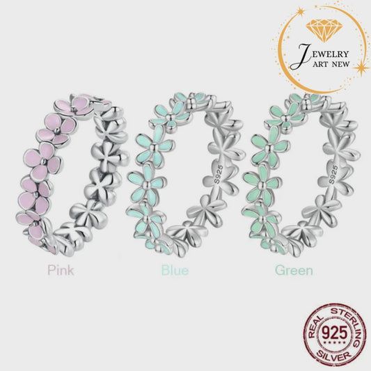 Pure S925 sterling silver Pink Wreath ring.